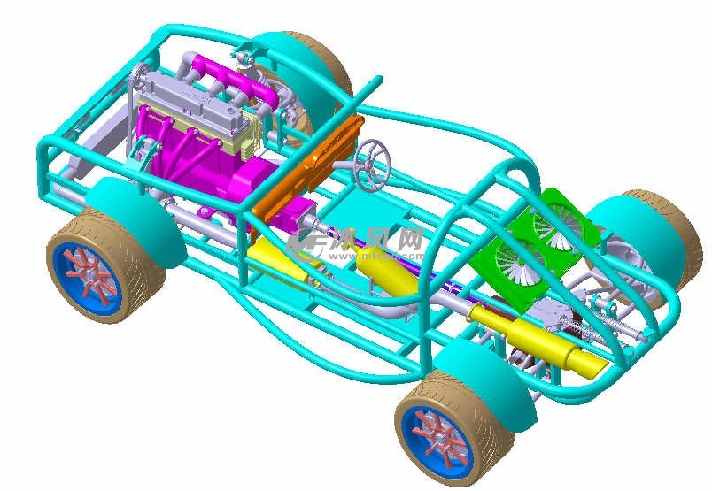 钢管车架赛车模型 - 专用车图纸 - 沐风网