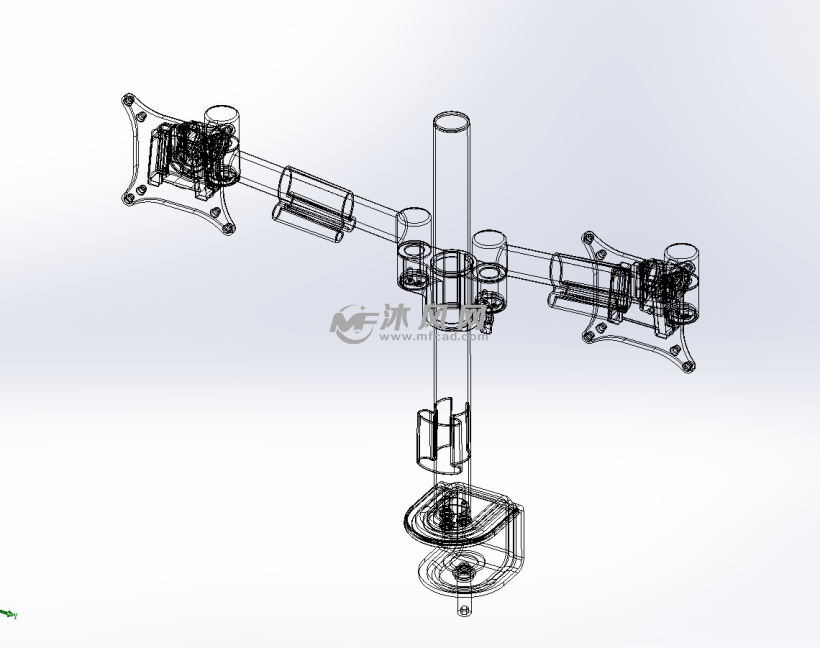 双屏幕短关节圆柱显示器支架