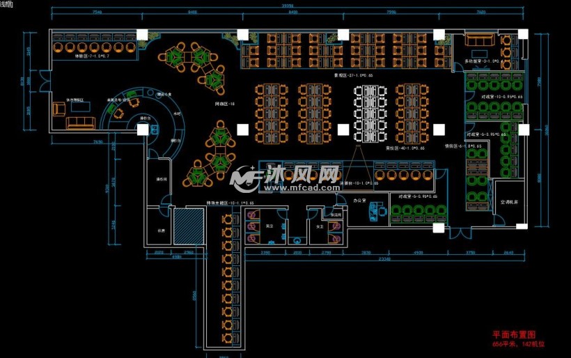 时尚网吧cad施工图纸