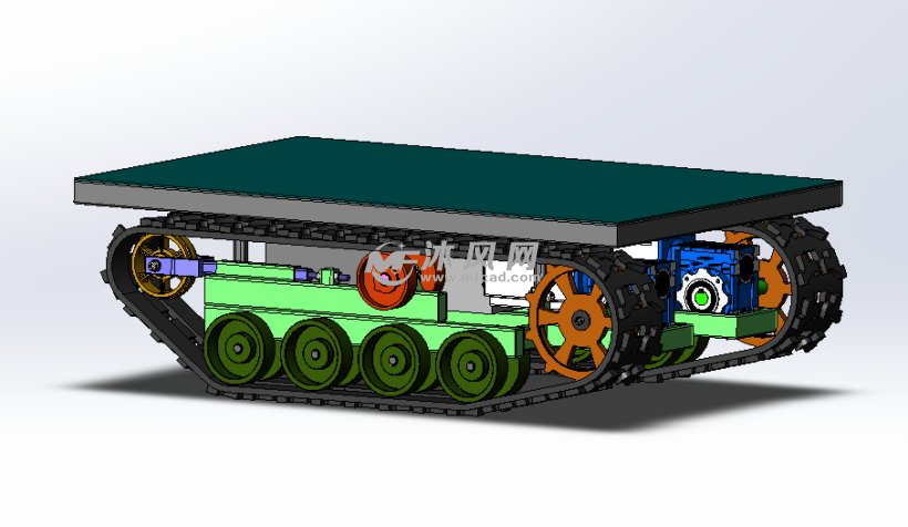 优化的履带底盘小车三维设计
