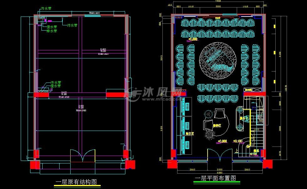 本图纸是一套完整的琴行cad施工图 效果图其中包括一层平面布置图