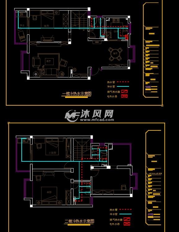 冷热水管布置图图片