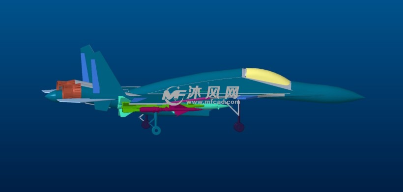 此三维模型根据苏35战机的战斗特点,进行局部挂点挂载战斗部.