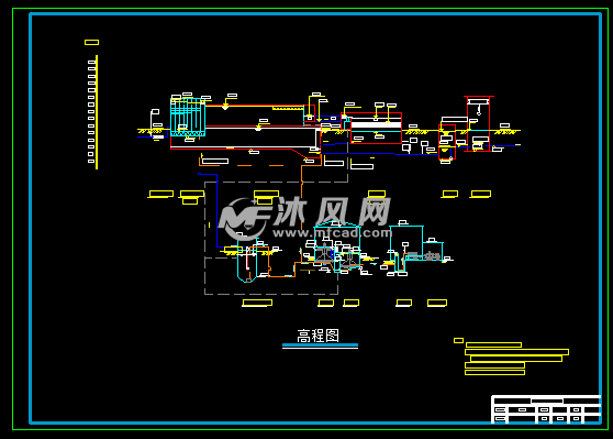 厂房布置图,泵房平面,厂区平面,高程图,净水工艺图,滤池平面,以及清水
