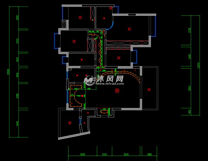 客廳,廚房,餐廳,陽臺,主衛,次衛以及細部詳圖,標註有具體的材料,圖紙