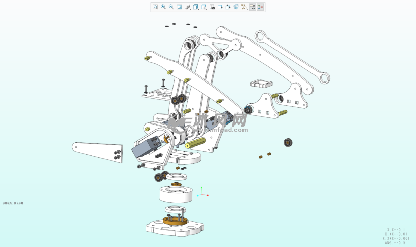 桌面剪式机械臂模型设计 - 机器人模型图纸 - 沐风网