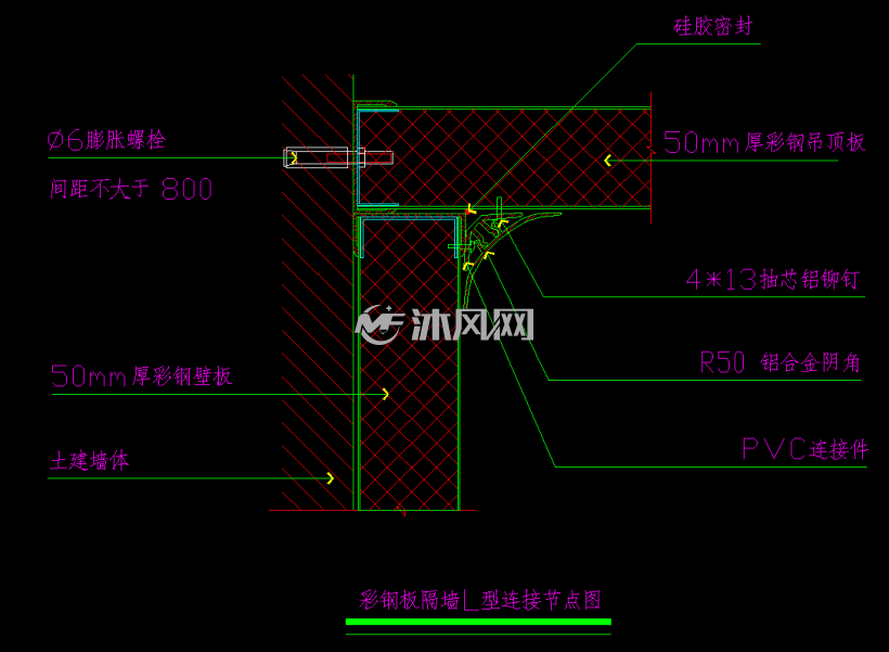 彩钢板洁净板安装大样图