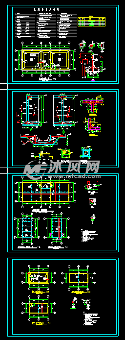 某泵房消防水池和循環水池建築cad結構圖- 環保圖紙 - 沐風網