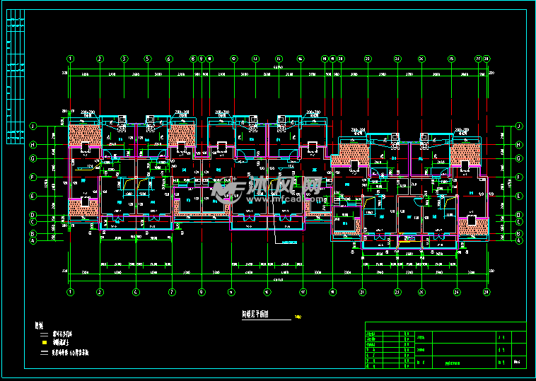 山东某小区六层住宅楼建筑设计cad施工图