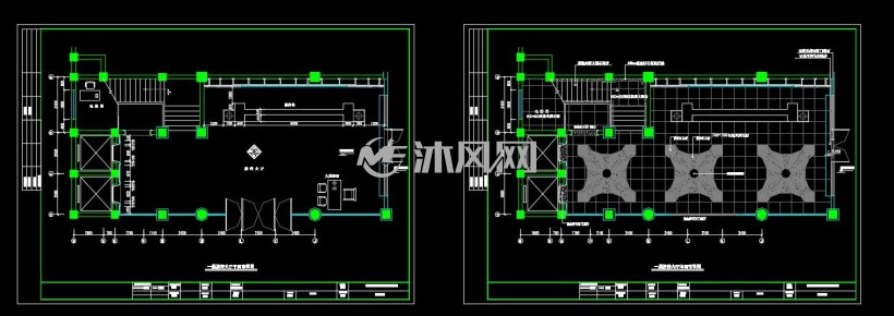 接待大厅吊顶布置二层平面及天花布置二层ab立面3层亲水茶餐厅室内