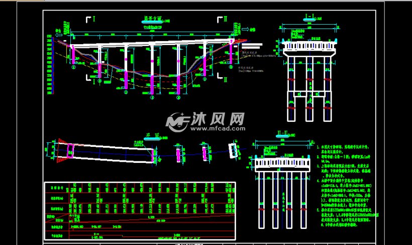 互通式立體交叉匝道橋(先簡支後結構連續)- 公路橋樑圖圖紙 - 沐風網