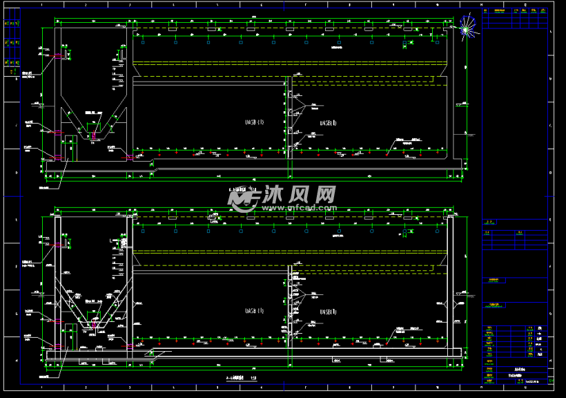 废水处理站厌氧反应池结构施工图_dwg 环保图纸 沐风网