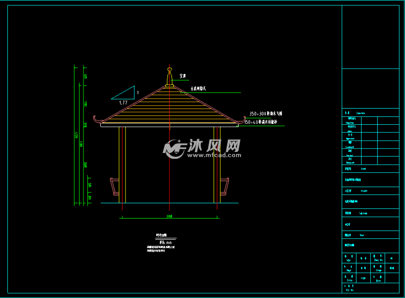 园林防腐木(凉亭,长廊,门楼)施工设计- 景观及古建筑图纸 - 沐风网