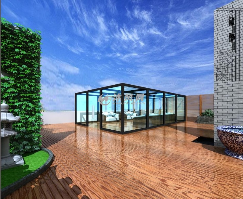 中式屋顶花园施工图