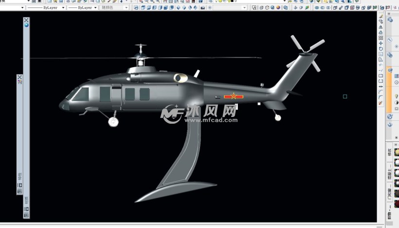 国产直20工艺摆件三维模型cad