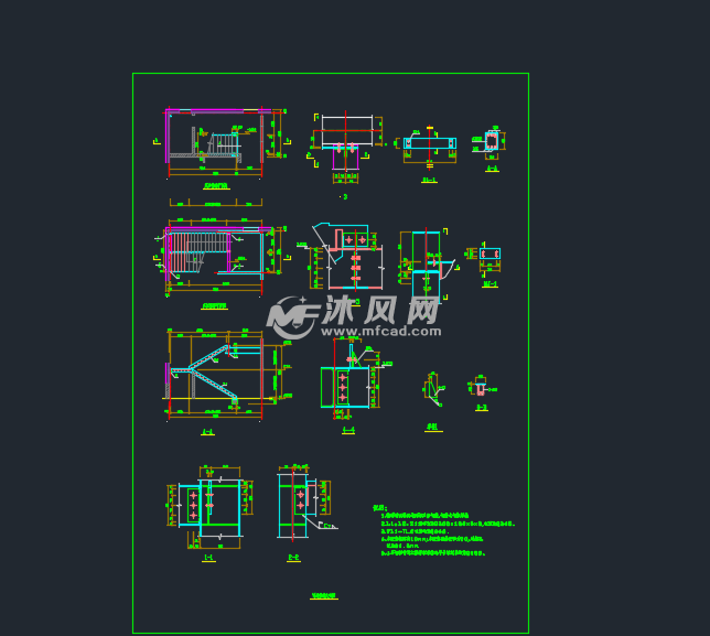 三類鋼結構樓梯結構施工圖- 詳圖,圖庫圖紙 - 沐風網