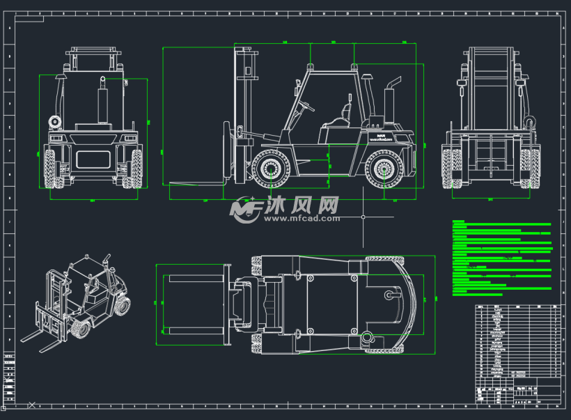 叉车二维图纸 - 工程机械/建筑机械图纸 - 沐风网
