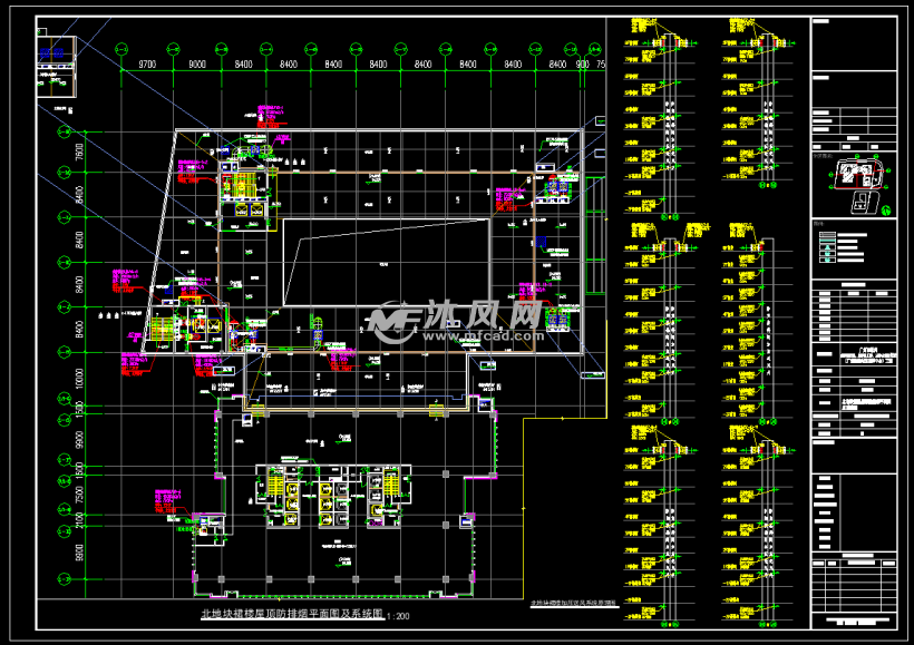 通風空調及排煙平面地塊總平面佈置圖多聯空調系統原理圖空調水管及
