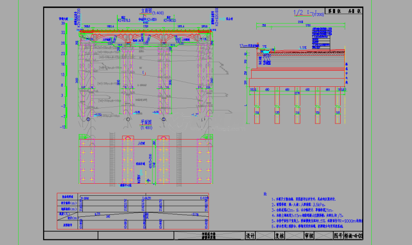 三跨净跨15米空腹式板拱桥含景观照明