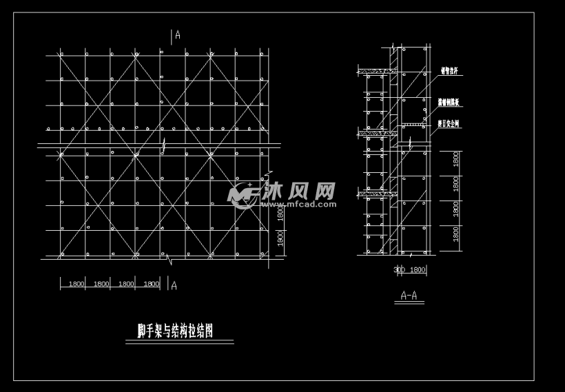 腳手架剛性連牆件構造示意圖及施工節點圖