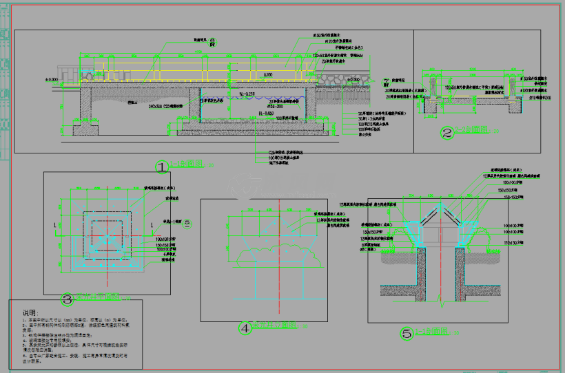 某广场景墙,采光井,水景施工详图- 详图,图库图纸 - 沐风网