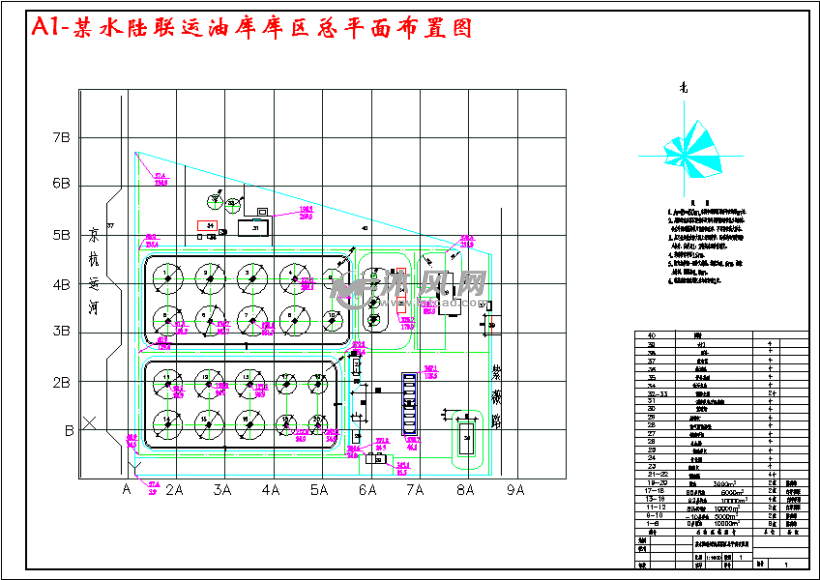a1-某水陆联运油库库区总平面布置图