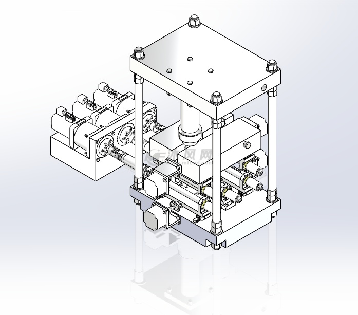 非对称截面型材五辊变距矫直机(三维模型) - 机械加工图纸 - 沐风网