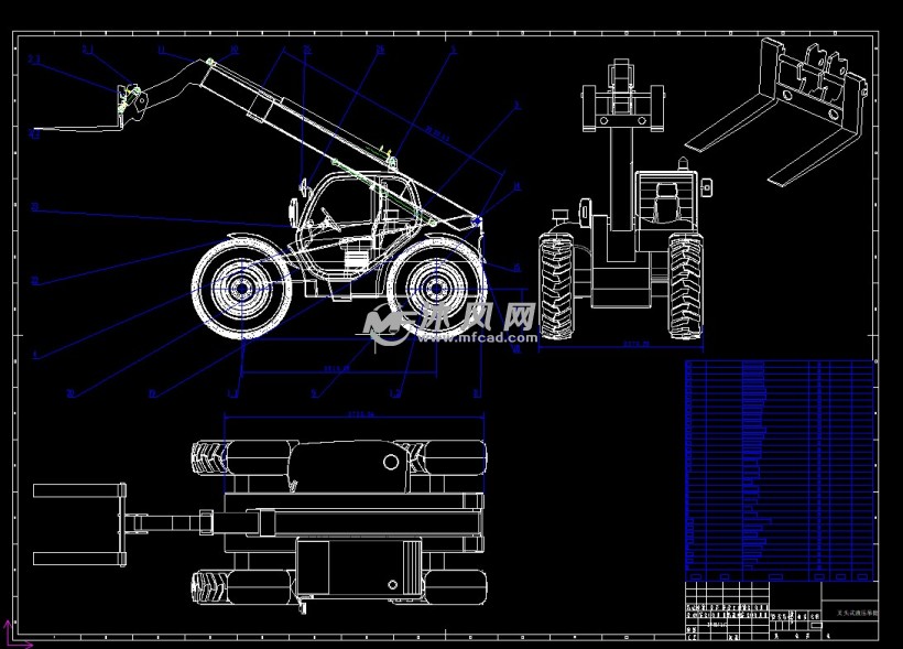 叉车头式液压吊臂机构mfw - 工程机械/建筑机械图纸 - 沐风网