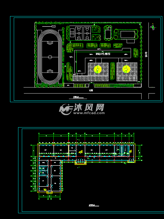 某中学l形教学楼建筑图