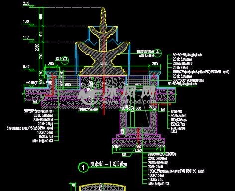 歐式水缽雕塑水景施工圖
