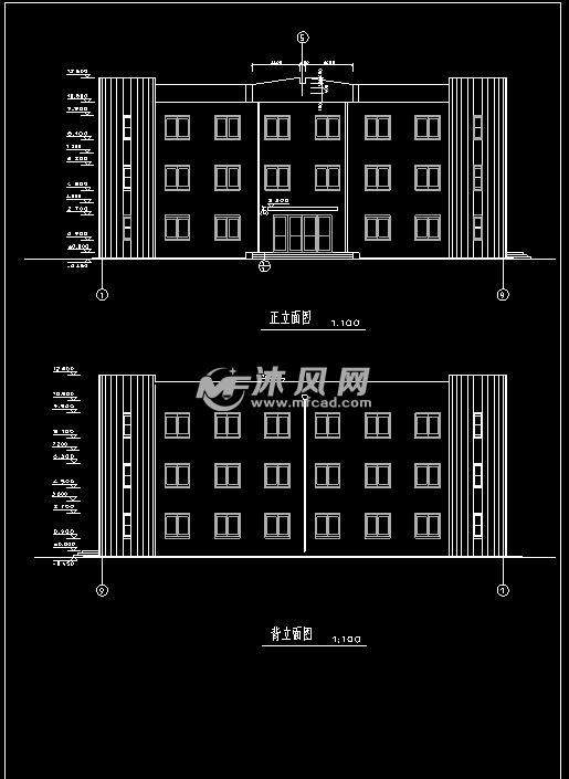 三层中小型建筑设计院办公楼建筑施工图- 住宅建筑图纸 - 沐风网