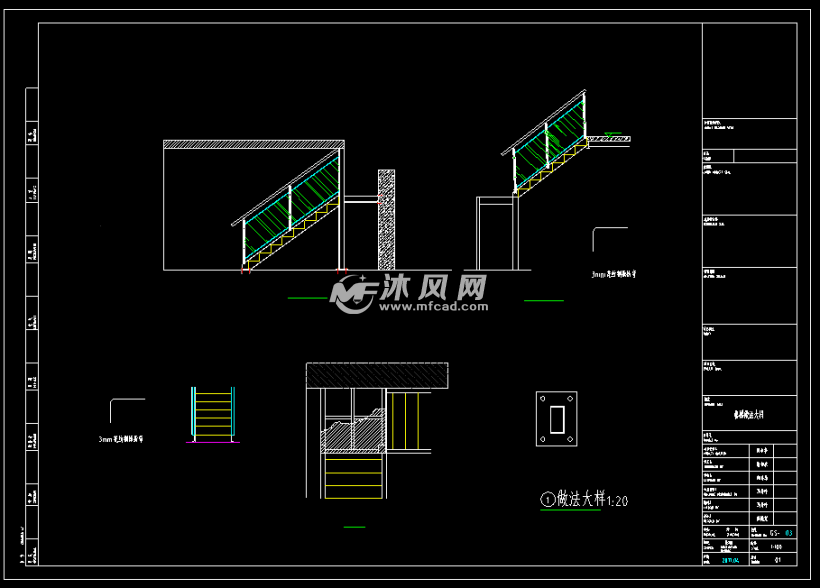 钢结构阁楼钢结构楼梯结构cad施工图