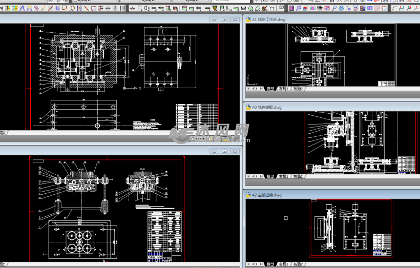 mz万向节式四轴可调立式钻床机械结构设计- 设计方案图纸 - 沐风网