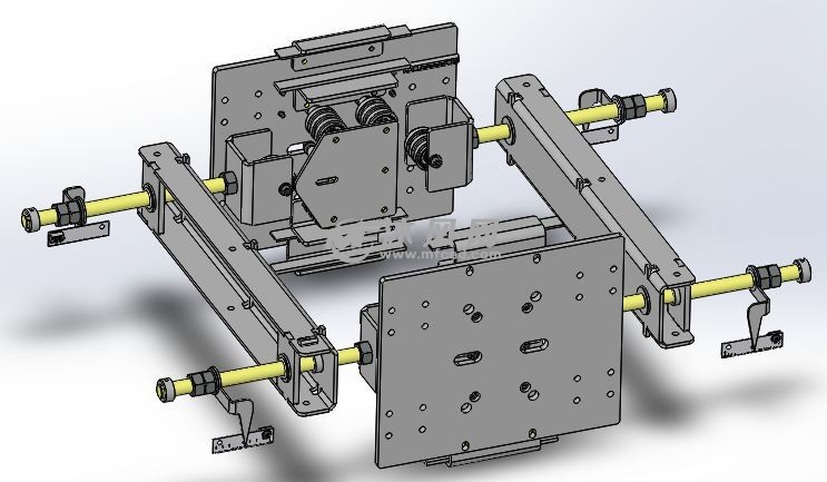 长皮带传动中部张紧机构轴测图
