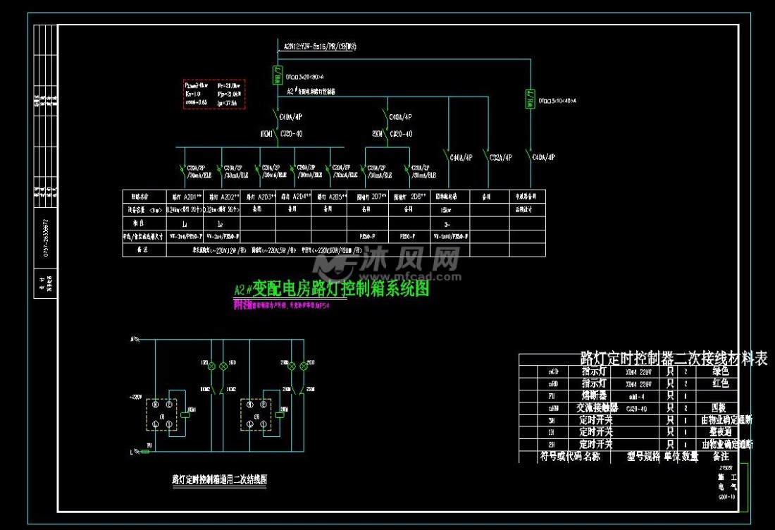变配电房路灯控制箱系统图