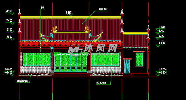 仿古祠堂施工圖紙 圖紙包括 平面圖,立面圖,俯仰視圖,大樣圖,基礎