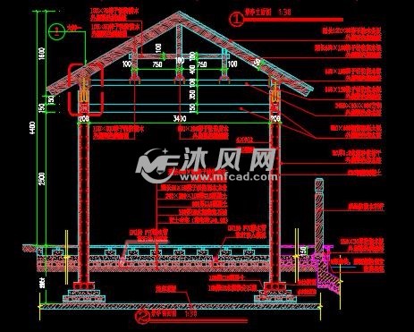防腐木休闲廊架详(含结构)- 小品及配套设施施工图图纸 - 沐风网