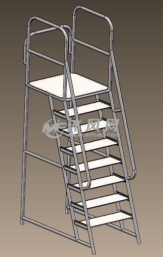 登高梯整体图采用焊件功能,设计的家用登高梯,采用焊接工艺制作,操作