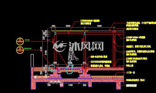 地下车库入口廊架剖面图