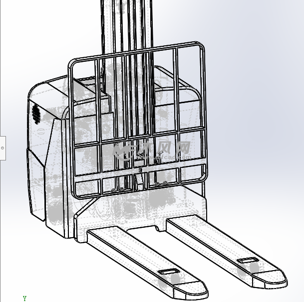 单门架堆高车前部结构展示