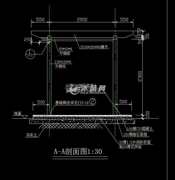 横剖面图花架平面图节点大样坐凳详图图纸参数图纸id: 1059048图纸