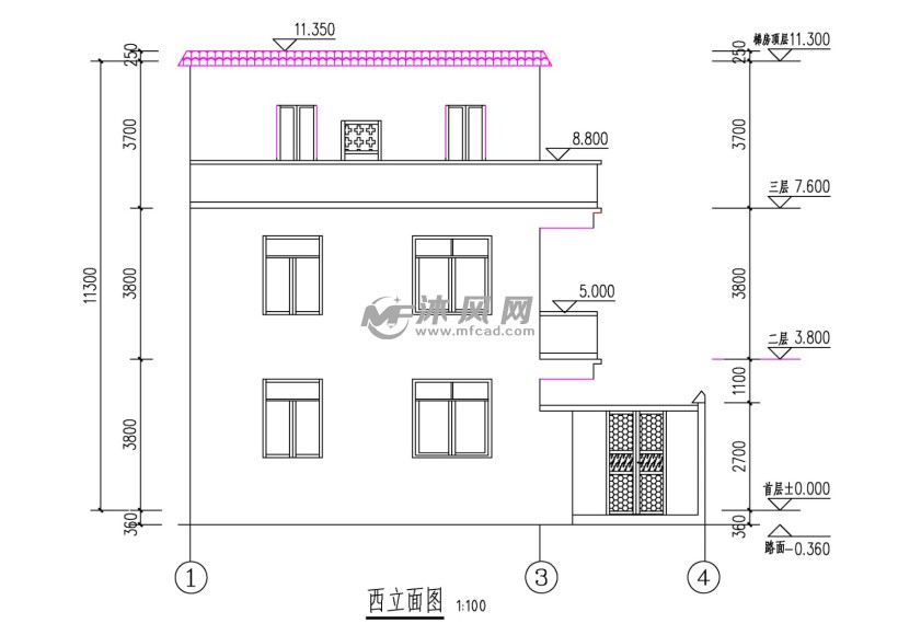 26×8.8m)- 住宅建筑图纸 - 沐风网