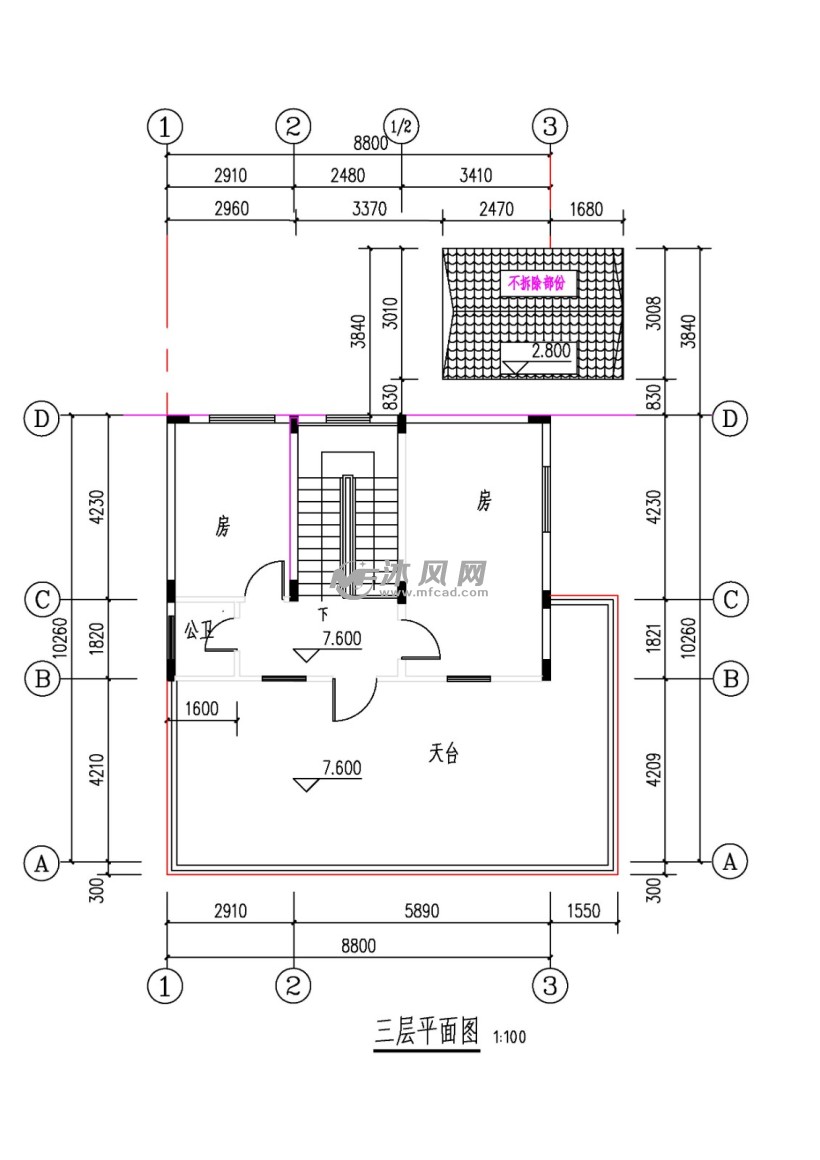 90方农村自建房(10.26×8.8m)- 住宅建筑图纸 - 沐风网