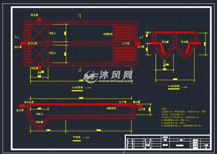 造紙工業廢水處理平面高程圖及構築物詳圖