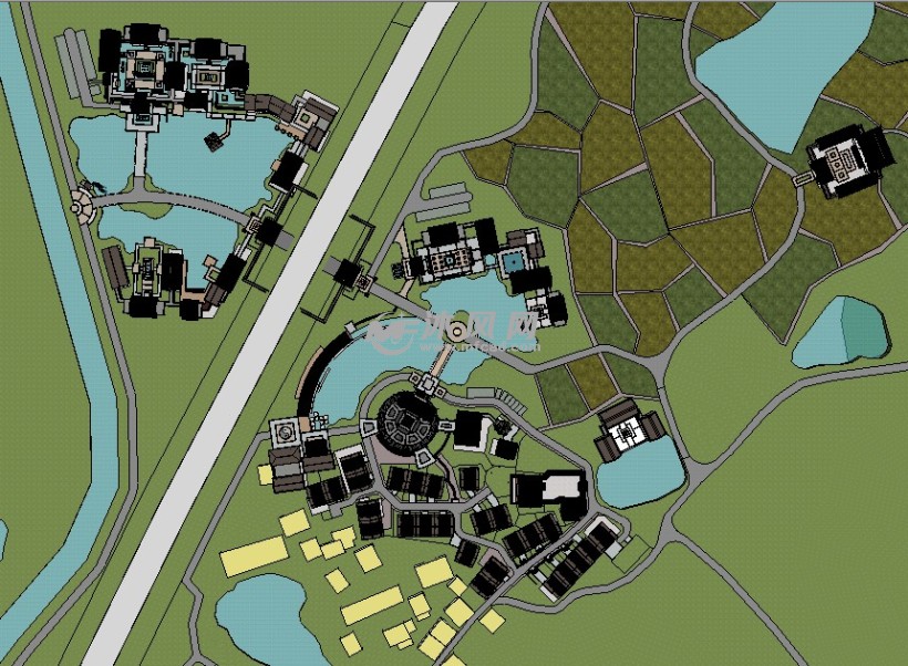 中式旅游度假村su模型