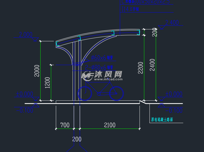 钢结构自行车棚施工图- 结构图纸 - 沐风网