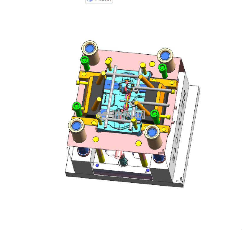 总图此套模具为蓝牙耳机上盖模具,排位为1 1,有前模行位和前模斜抽.