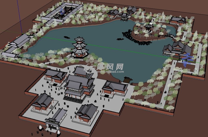 中式府邸su模型