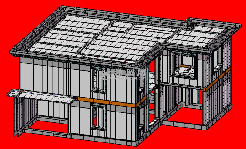 铝模板二层别墅配模模型 - 建筑模型图纸 - 沐风网