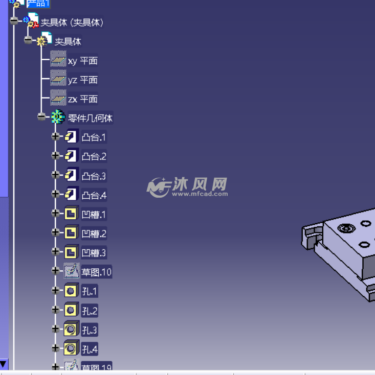 v型块夹具体 - 零部件模型图纸 - 沐风网